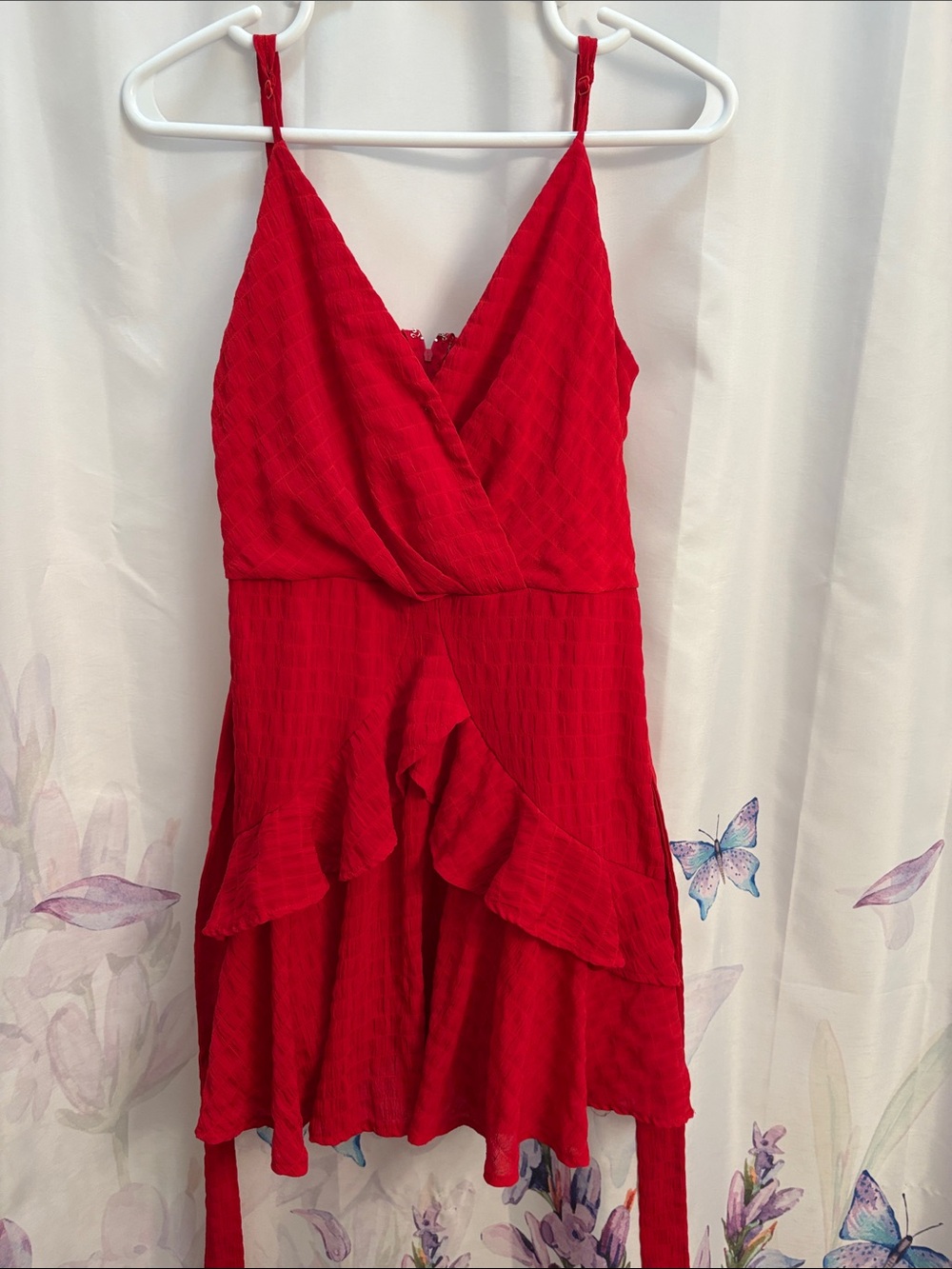 Trixxi Red Ruffled Mini Dress L/XL - Picture 2 of 4